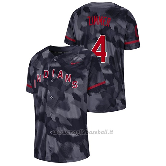 Maglia Baseball Hombre Cleveland Indians Bradley Zimmer Camuffamento Autentico Collezione Blu